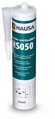 HAUSA Aquarium Silicone Verre Silicone HS050 Colle et mastic silicone professionnels pour aquariums terrariums et constructions en verre Résistant à l'eau douce et à l'eau de mer 310ml noir