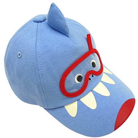 ANIMQUE Baby Baseball Kappe Kleinkind Kind Sonnenhut justierbarer Sommer Karikatur Drucken Hai Schirmmütze Sonnenhüte, Haifisch Blau 48 cm