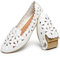 HEAWISH Women's Floral Ballet Flats for Women Black Beige Slip On Flowers PU Leather Round Toe Dress Shoes, White, 6 UK