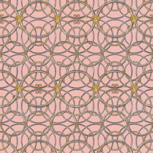 Barock Tapete Profhome 370496-GU Vliestapete glatt mit Ornamenten glänzend silber gold rosa grau 7,035 m2