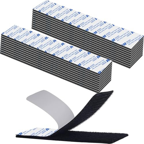 Klettband Selbstklebend Extra Stark, Klebepads Doppelseitig Wiederverwendbar 20 Paare Rechteck Klettverschluss Selbstklebend 2cm x 10cm, Schwarz