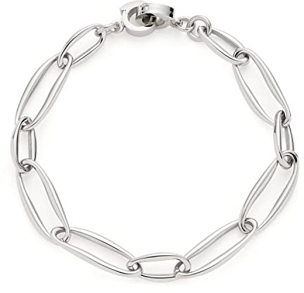 JEWELS BY LEONARDO Organico Clip&Mix Armband aus Edelstahl 1 Stück, silbernes Gliederarmband aus ovalen Ketten-Gliedern, Statement Armband, Damenschmuck, 022057