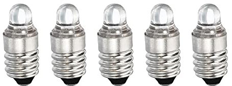 sourcing map E10 Screw Base LED Flashlight Bulbs DC 3V White Light Mini Lamps with Storage Box, 1 Set/5 Pack