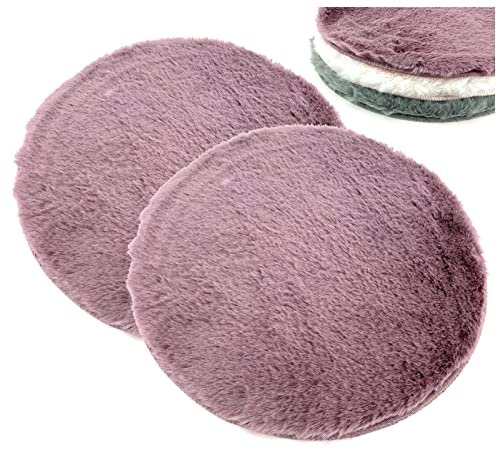 heimtexland ® Sitzkissen Fellimitat Hase Kuschelig Weiche Stuhlauflage Kunstfell Vegan Bank Kissen Chalet Deko Fell Holzbank Stuhlkissen Typ838 Woodrose