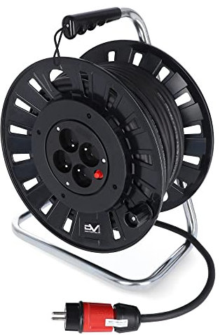 Kabeltrommel Verlängerungskabel Kabelbox Kabelrolle mit Kurbel 4x230V/16A 25m Stromkabel 3x2,5mm2
