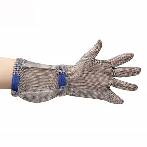 BCPPO Kettenhandschuh Langarm-Schnittschutzhandschuhe aus Metall, Arbeitsschutzhandschuhe for Restaurantköche, Lebensmittelsicherheit (Color : Arm Length 22cm, Size : 1PCS/S)