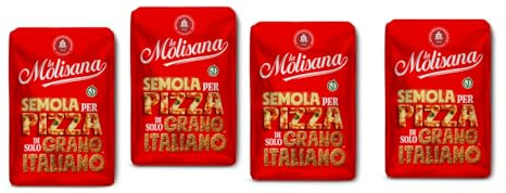 La Molisana, Kit Semola di Grano Duro per Pizza, Kit Composto da 4 Confezioni di Semola di Grano Duro Italiano per Pizza da 1 Kg, Ideale per la Preparazione di Pizza Croccante