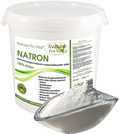 Natron in Lebensmittelqualität Natronpulver besonders rein E500ii Natura Pro Vita Natron zum Kochen Backen Kosmetik Körperpflege Diät Zahnpflege Putzen und Wäschewaschen aluminiumfrei vegan 10kg Eimer
