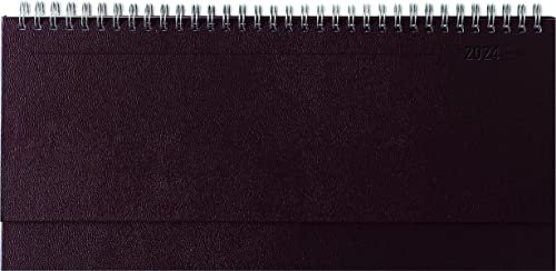 Tisch Querkalender Balacron rot 2024, Büro-Planer 29,7x13,5 cm mit Registerschnitt, Tisch Kalender, verlängerte Rückwand, 1 Woche 2 Seiten, Rot