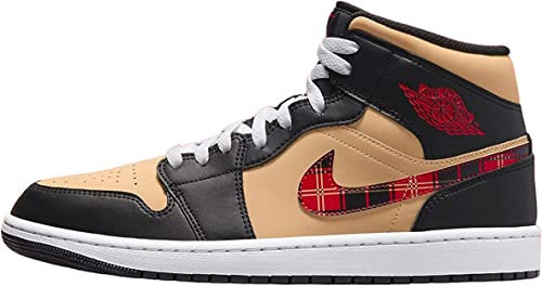 Nike Air Jordan 1 Mid SE - Black / Multi Color / Sesame / Fire Red / White, Black/Multi-color-sesame, 9 UK