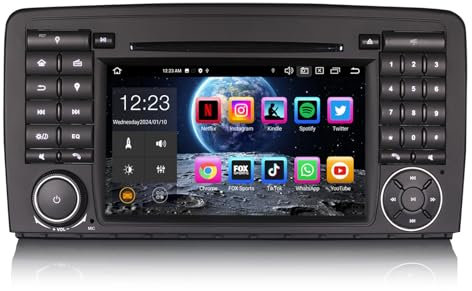 Erisin 8-cœurs Android 14 Autoradio Bluetooth GPS pour Mercedes Classe R W251 7 Écran Tactile sans Fil CarPlay Android Auto Dab+ DVD CD Player FM Radio DSP WiFi TPMS RDS 4 Go RAM + 64 Go ROM