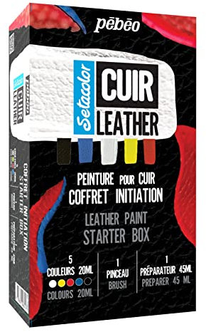 PEBEO - Kit Setacolor Cuero - Pintura acrílica y rotulador para cuero y polipiel - Personalización de bolso, zapato, zapatilla - Resistente a arañazos, arrugas y abrasión - Set para principiantes