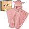 MOYO Baby Badeponcho Mit Hasenohren in Rosé I Kinder Badetuch Für 0-3 Jahre I Weicher Poncho Aus 100% Frottee-Baumwolle I Waschbares Kapuzenhandtuch I 68x56cm