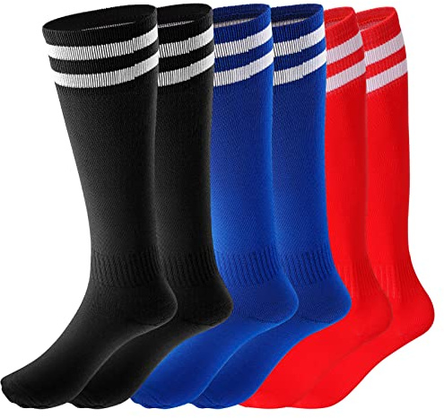 3 Pairs Kids Football Socks Boys Football Socks Kids Knee High Soccer Socks | Long Soccer Socks for Daily Running Training Socks for Kids Boys Aged 5-12