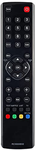 Nuevo RC3000E02 Mando a Distancia para Thomson TCL 4K Smart TV, Compatible con 32HS5246 46FT5453 26HW4323W 40FS5246C 28HZ4233W 55FT5643 32FU5253 39FU3253C 26HS4246CW - No Es Necesario Configurar