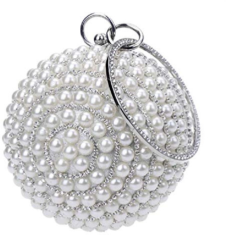 FuBESk Damen Abendtasche Runde Kugel Hochzeit Party Handtasche Kunstperlen Geldbörse