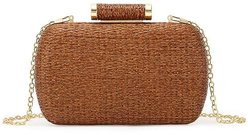 GOKTOW Pochette en paille pour femmes,Sac à main tissé en raphia pour l'été