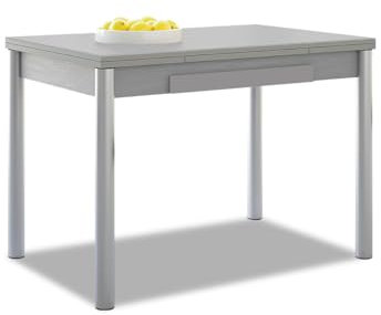 ASTIMESA - Mesa de Cocina Extensible - Estructura Aluminio Tapa Laminado - Color Gris - Ideal para Espacios Pequeños - Medidas: 90 x 50 cm - Extensible: 140 x 50 cm