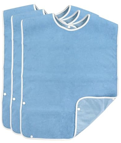KZNKZN Bavoirs lavables pour adultes avec récupérateur de miettes - Protection imperméable pour adultes, personnes âgées et handicapées, bleu, 78*45cm