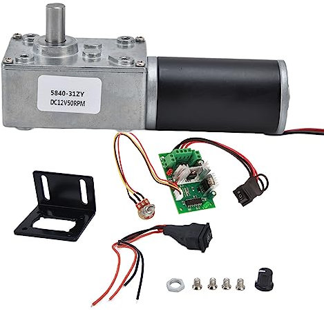 12V 12RPM DC Motoréducteur à vis sans fin avec Gouverneur 80kg.cm 31mm Torsion Élevée Moteur Autobloquant Inversé Mini Turbine Motoréducteur pour Bricolage Robot Rotatif Serrure Porte Rideau Machine
