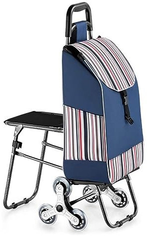 RUVOO Einkaufswagen Treppensteiger Trolley Einkaufswagen, Tragbarer Einkaufswagen Mit Sitz Für Ausruhen, Klettern, Treppenwagen, Trolley, Leicht Einkaufstrolley Klappbar