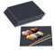 Relaxdays Plat de Service, lot 6, Forme carrée, pour Servir Fromage/sushis/Desserts, 25 x 25 cm, Noir