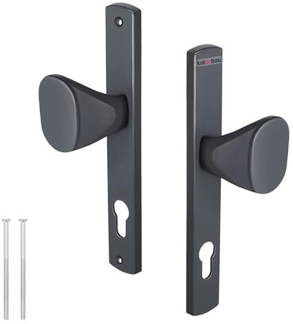 KOTARBAU® Türknauf 90 mm Profilzylinder Türdrücker Aluminium Drückergarnitur Türknopf Türgriff Türklinke Türbeschlag Langschildgarnitur Anthrazit Innentür Außentür Handgriff