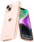 Teageo for iPhone 14 Case Cute Heart Pattern for Women Girls Slim Luxury Bling Plating Soft TPU Anti-Scratch Shockproof Bumper Phone Case for iPhone 14, Light Pink