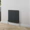 Radiant Living® 600 x 608mm Anthracite Grey Horizontal Designer Radiator Double Column Flat Panel Modern Modern Central Heating Panels Bathroom Radiators