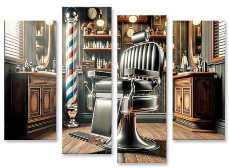 islandburner Prime Bild auf Leinwand Vintage-Barbershop antiker Friseurstuhl Friseur Bilder Wandbilder Poster