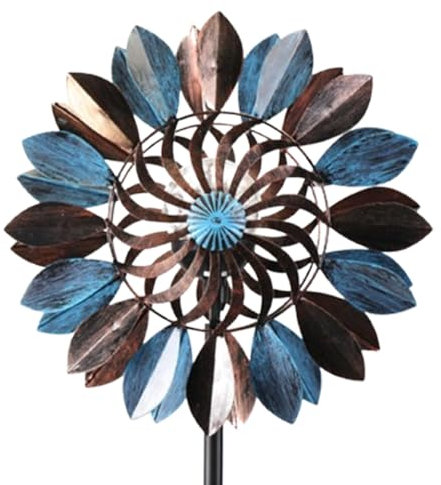 Pesoncarl Éolienne, Sculpture éolienne, Spinner Solaires, filateurs à Vent de 74,4 Pouces de Haut pour Jardin, Boule de Verre Solaires avec Moulin à Vent, Filtre à Vent en métal, Bleu foncé