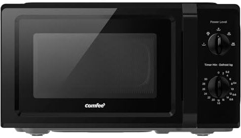 COMFEE' Microondas CMO-MP012OC(BK), capacidad 19L, 700W de potencia, 5 niveles de potencia, temporizador de 30 minutos, descongelación, negro