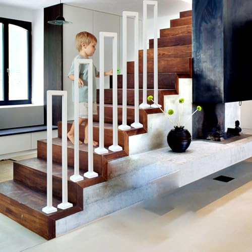 U-förmige Geländer Treppe, Treppengeländer Innen, Treppengeländer Außen, Handlauf Treppe U Form, Geländer Treppe Treppenhandlauf für Balkone Flure Wohnungen Villen (U-Weiß, 95CM)