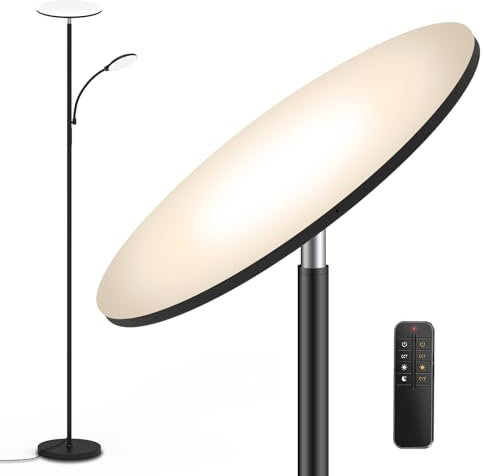 marctronic Grau LED Stehlampe Deckenfluter Dimmbar, 42W 4200LM Superhelle Wohnzimmer Stehlampe mit Leselampe, 175CM Hohe Moderne Standleuchte mit Fernbedienung & Touch Steuerung für Schlafzimmer BüRo