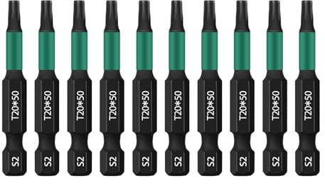 UBESTHS Torx Bit T20, Schraubendreher Bits Set 10 Stück, 1/4 Sechskantschaft, 50mm Länge mit Box