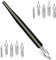 11PCS Comic Pen Nib Set, Oblique Calligraphy Nibs for Dip Pens Drawing, Wooden Fluid Writer Pen Holder with 10 Pieces Stainless Steel Pen Replacement Nibs for Writing, Painting, Signing, Sketch