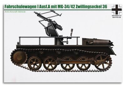 Deutschland WWII Vintage Panzer Poster Fahrschulewagen I Ausf.A Mit MG-34-42 Zwillingsockel 36 Anti-Aircraft Panzer Poster Dekorative Malerei Leinwand Wandposter und Kunstdruck Modern Familie