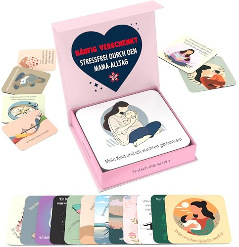 55 Affirmationskarten für Mamas - Motivation, Achtsamkeit & Selbstfürsorge | Stärkende Botschaften für neue Mütter - Tägliche Affirmationen & kleine Auszeiten - Hochwertige Magnetbox, ideal als Geschenk