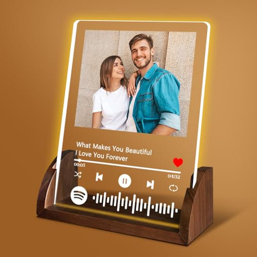 Spotify Glas Personalisiert Geschenke für Männer Frauen,Spotify Song Cover mit Foto, Fotogeschenke für Sie & Ihn Geburtstag,zum Jahrestag, Valentinstag,Weihnachten