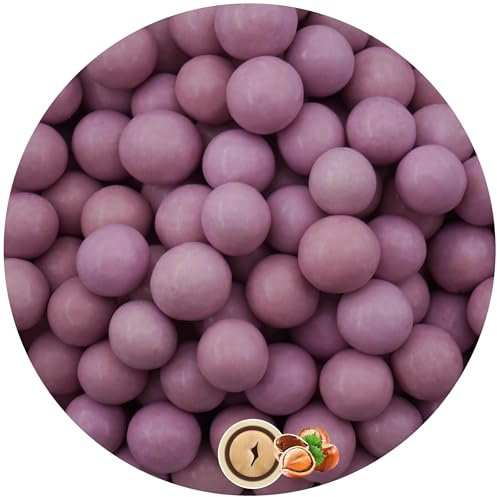EinsSein 0,35kg Palline di cioccolato con nocciole e cioccolato fondente e bianco lilla lucido | confetti mandorla matrimonio laurea cioccolato nascita bimbo colorati bambina | confettata kit