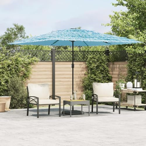 Tidyard Parasol de Jardin avec mât en Acier Bleu 290x290x238 cm Pare-Soleil Pliable, Parasol de Jardin pour Terrasse, Balcon, Plage, Piscine