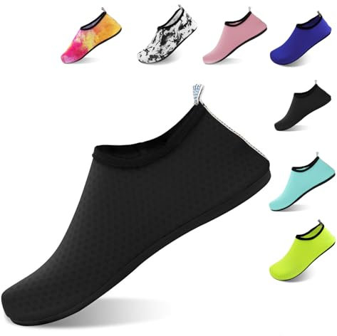 FANWINKJ Zapatos de natación, Zapatos de Yoga, Zapatos de Agua Transpirable y con Estilo para la Playa, Deportes, Surf y natación, Hombres y Mujeres,Negro-40-41