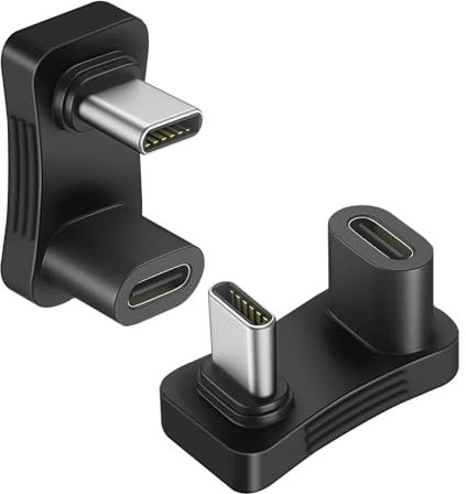 USB C 180 Grad Adapter, 2 Stück USB C Winkelstecker mit 10Gbps, PD100W Schnellladung USB c Winkel für Steam Deck, Switch, Laptop, Tablet, iPhone, Samsung