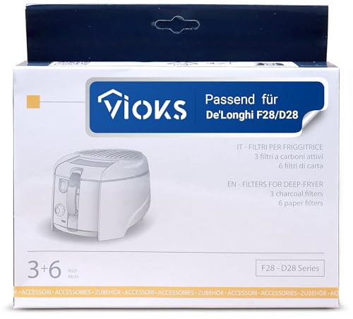 VIOKS Fett- und Kohlefilter-Set Ersatz für DeLonghi 5512510041 F28/D28 Serie Fritteuse Filter