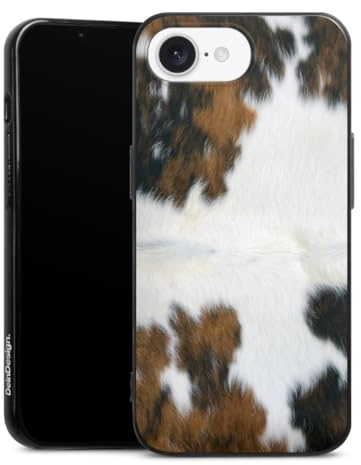 Silikon Hülle kompatibel mit Apple iPhone 16e 2025 Case schwarz Handyhülle Kuhfell Fell Kuh