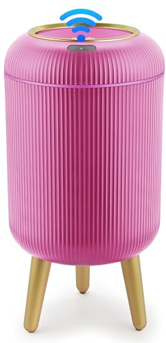 Pukomc Smart Sensor Wastebasket, Convenient and Hygienic Easy to Use, Technology Sensor Waterproof Wastebasket Plastic Trash can for Kitchen, Bathroom, Bedroom, Living Room, Office and Outdoor Pink