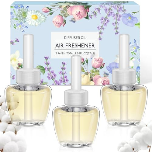 SCENTORINI Ricarica per Diffusore Elettrico 3X19ML Ricariche di Diffusore di Oli Essenziali Fragranza di Cotone, Adatte per Deodorante Casa per Air Wick e per Glade