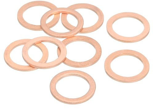 sourcing map Assortiment de 9 rondelles plates M16 en cuivre - 16 mm de diamètre intérieur, 22 mm de diamètre extérieur, 1,5 mm d'épaisseur pour boulons, vis, réparation de machines