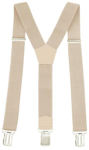 Glamexx24 Hosenträger für Herren Einstellbar und Elastisch, Y Form, Breit 4 cm mit 3 Starken Clips Einheitsgröße Hosenträger für Männer und Damen, Dunkelbeige