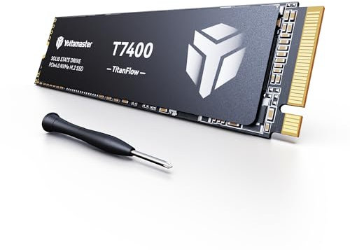 Yottamaster T7400 SSD 4to M.2 PCIe Gen4x4 NVMe M.2 2280, jusqu'à 7450Mo/s de Vitesse de Lecture/écriture, 3D TLC NAND, SSD de Jeu Interne Compatible avec PS5, PC et Ordinateurs Portables.